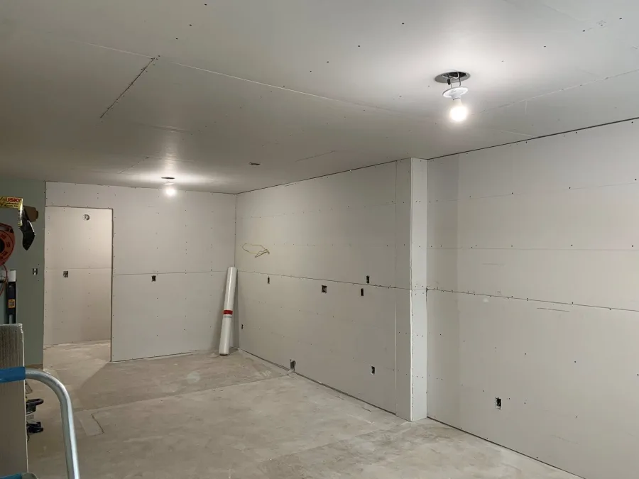JP Drywall & Taping Inc. drywall installation in a North Bay basement