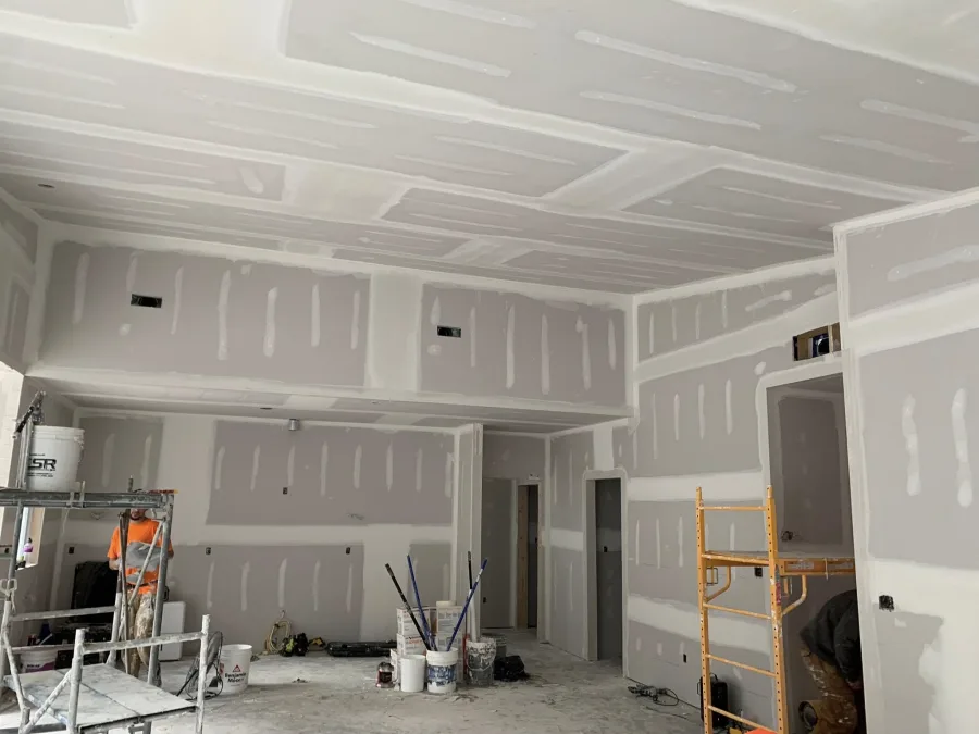 JP Drywall & Taping Inc. taped and mudded ceiling ready for sanding in North Bay, Ontario